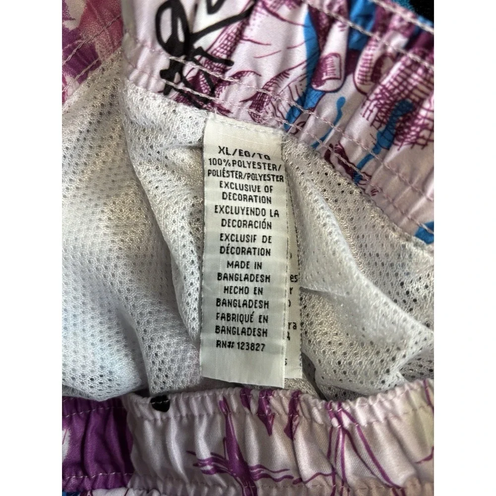 Fresh Swim Shorts Lavender Graphic Mens Size XL Lined Elastic/Tie‎ Waist Pockets